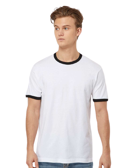 Unisex Fine Jersey Ringer Tee - White/ Black