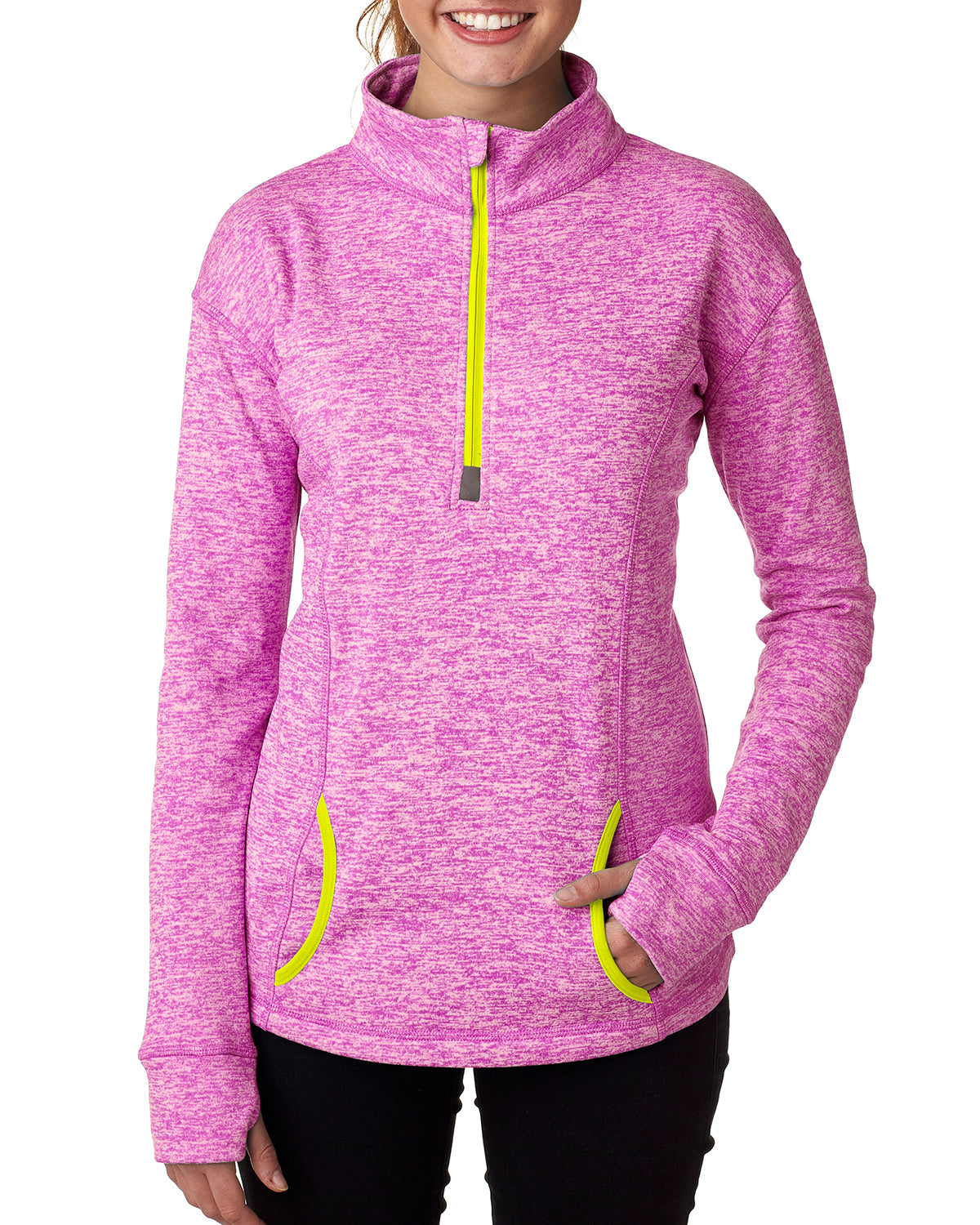 Women's Cosmic Fleece Quarter-Zip - Magenta / Neon Yellow