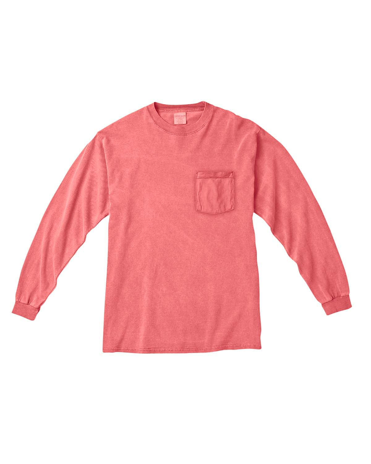 Unisex Heavyweight RS Long-Sleeve Pocket T-Shirt - Neon Red Orange