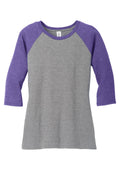 Women's Perfect Tri 3/4-Sleeve Raglan - Purple Fr / Gray French