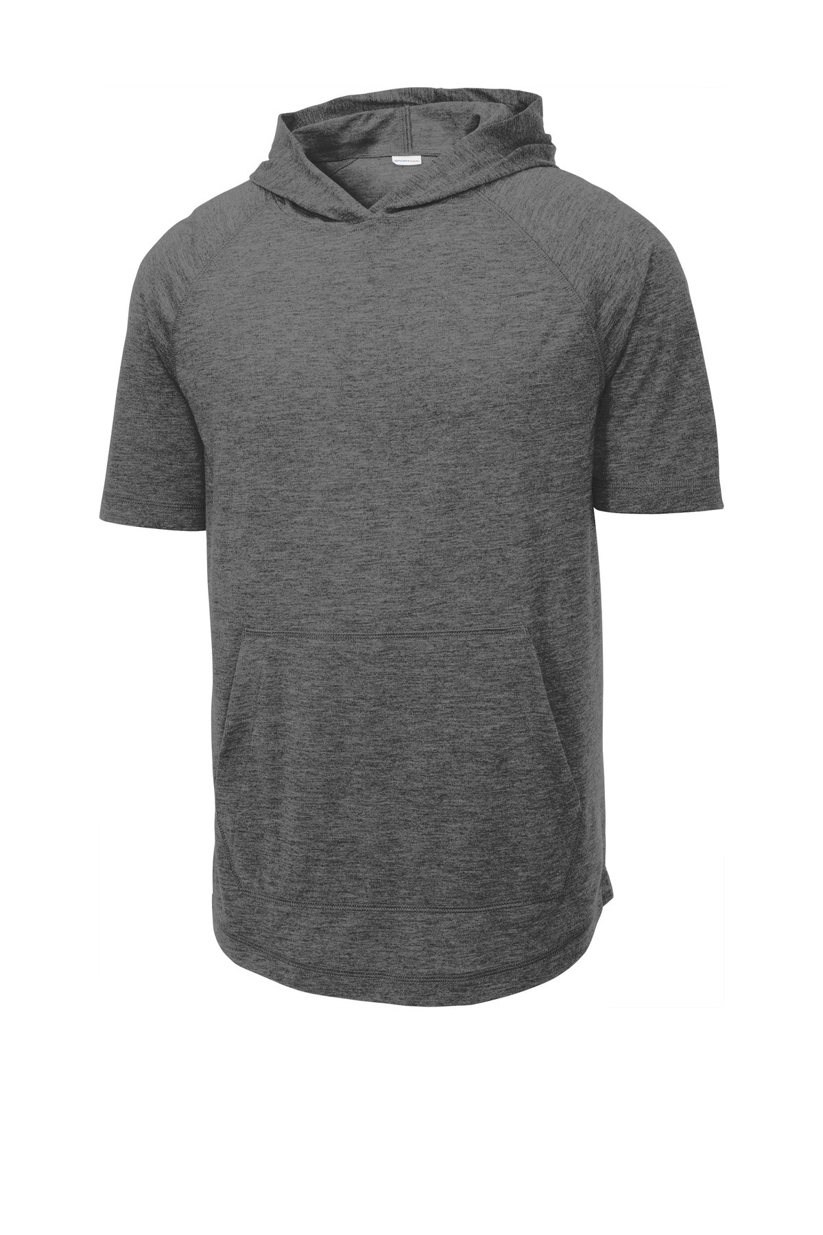 Unisex PosiCharge Tri-Blend Wicking Short Sleeve Hoodie - Dark Gray Heather