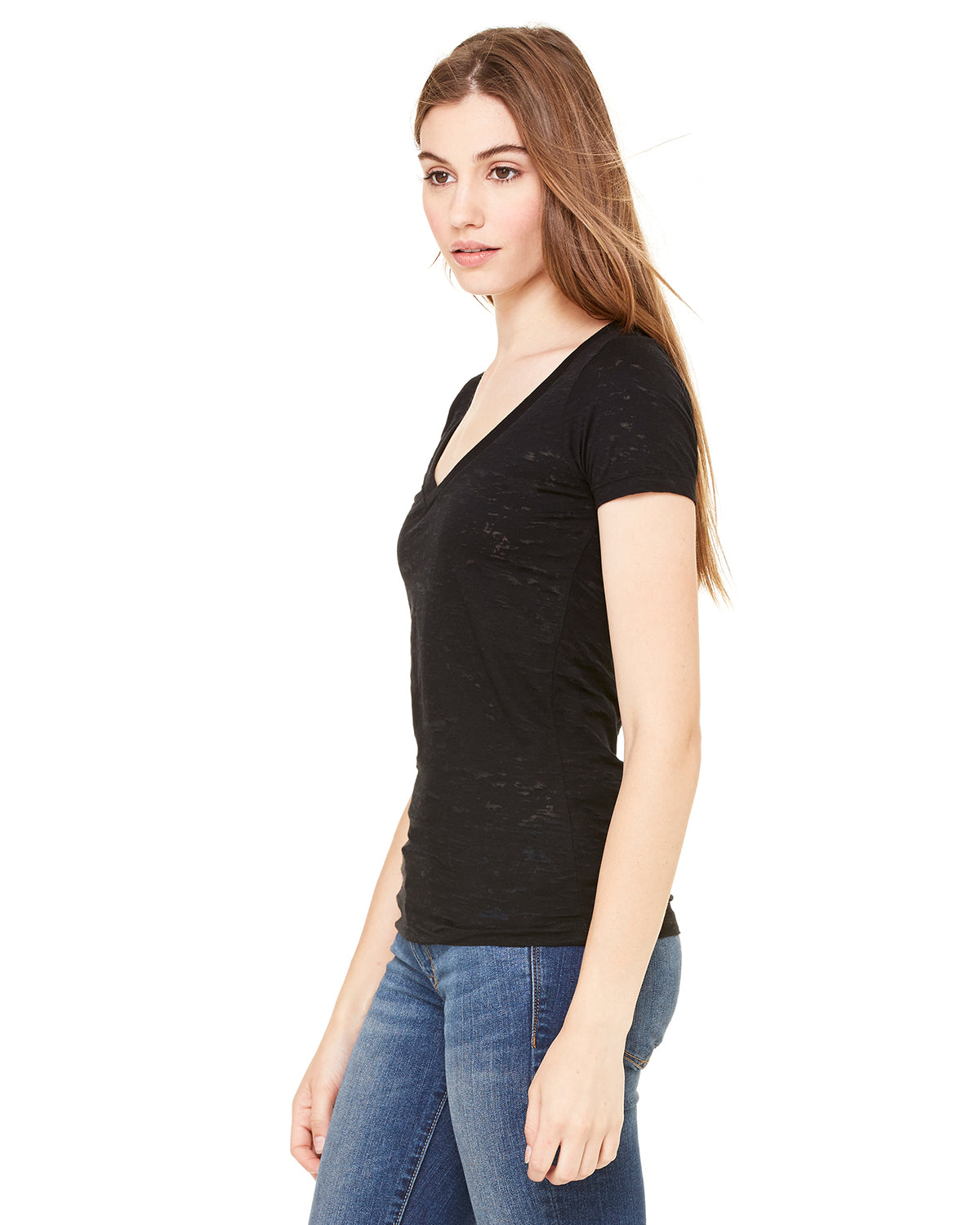Women's Burnout V-Neck Tee - Black