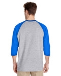 Unisex Heavy Cotton��� 3/4-Raglan Sleeve T-Shirt - Sport Gray / Royal
