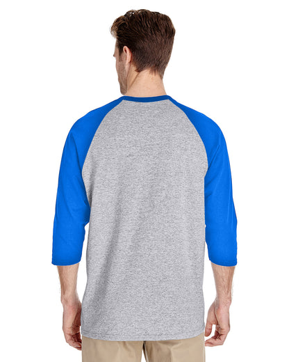 Unisex Heavy Cotton��� 3/4-Raglan Sleeve T-Shirt - Sport Gray / Royal