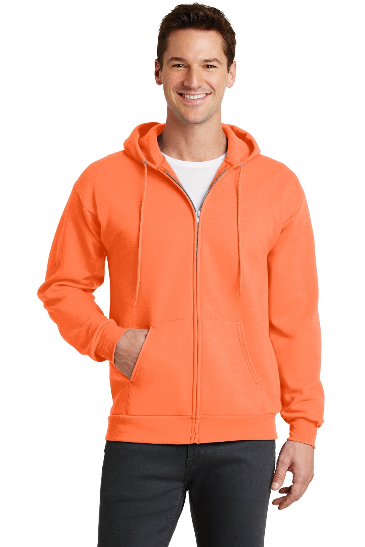 Unisex Core Fleece Full-Zip Hoodie - Neon Orange
