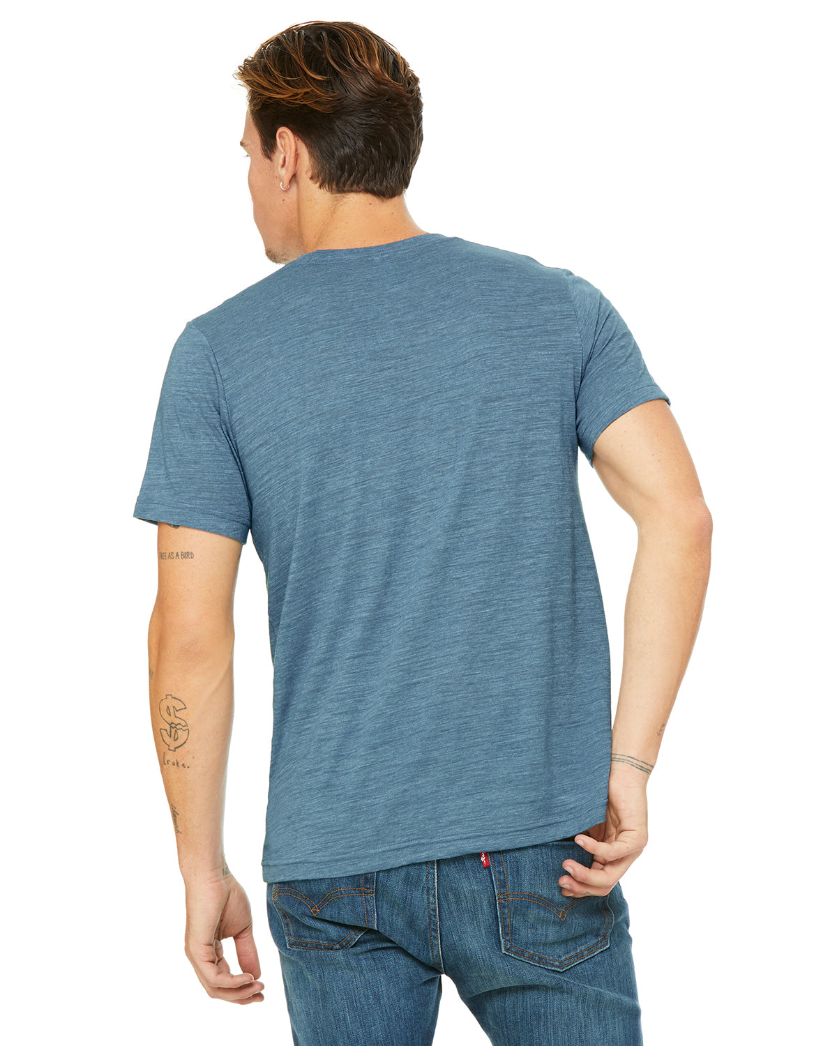Unisex Poly-Cotton Short-Sleeve T-Shirt - Denim Slub