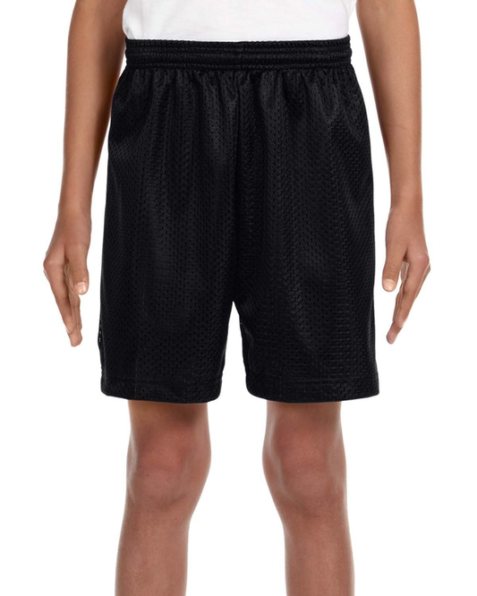 Youth Six Inch Inseam Mesh Short - Black