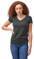 Women's Slim Fit Fine Jersey V-Neck - Charcoal