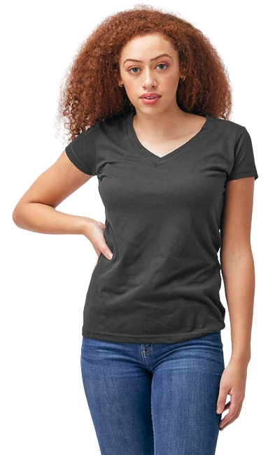 Women's Slim Fit Fine Jersey V-Neck - Charcoal