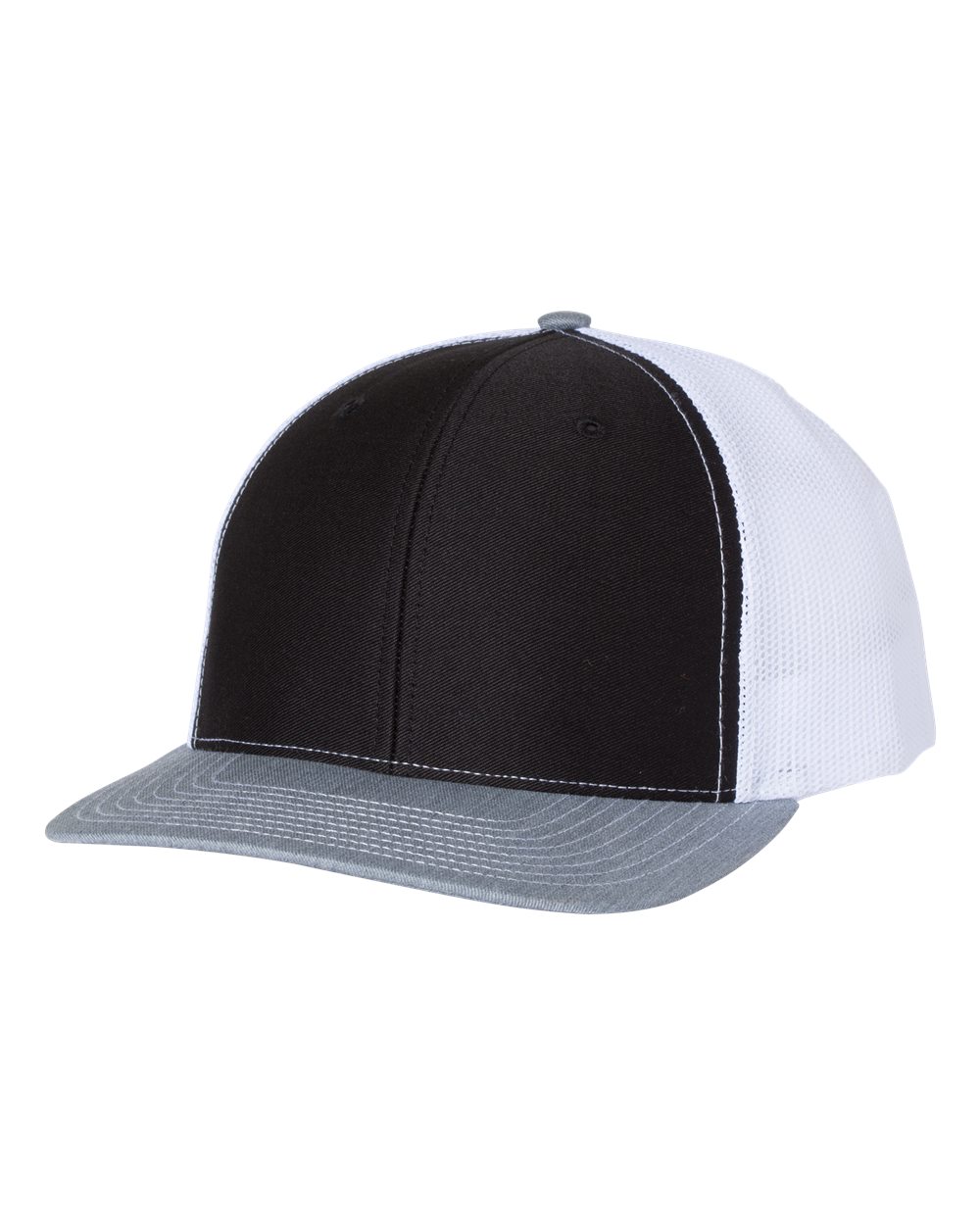 Snapback Trucker Cap - Black / White / Heather Gray