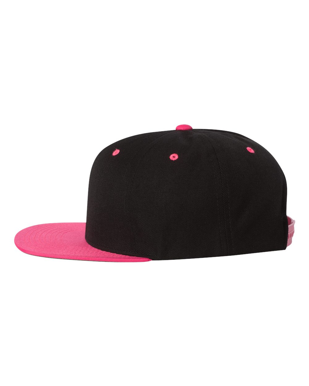 Unisex 6-Panel Structured Flat Visor Classic Snapback - Black / Neon Pink