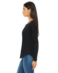 Women's Flowy Long-Sleeve T-Shirt with 2x1 Sleeves - Black