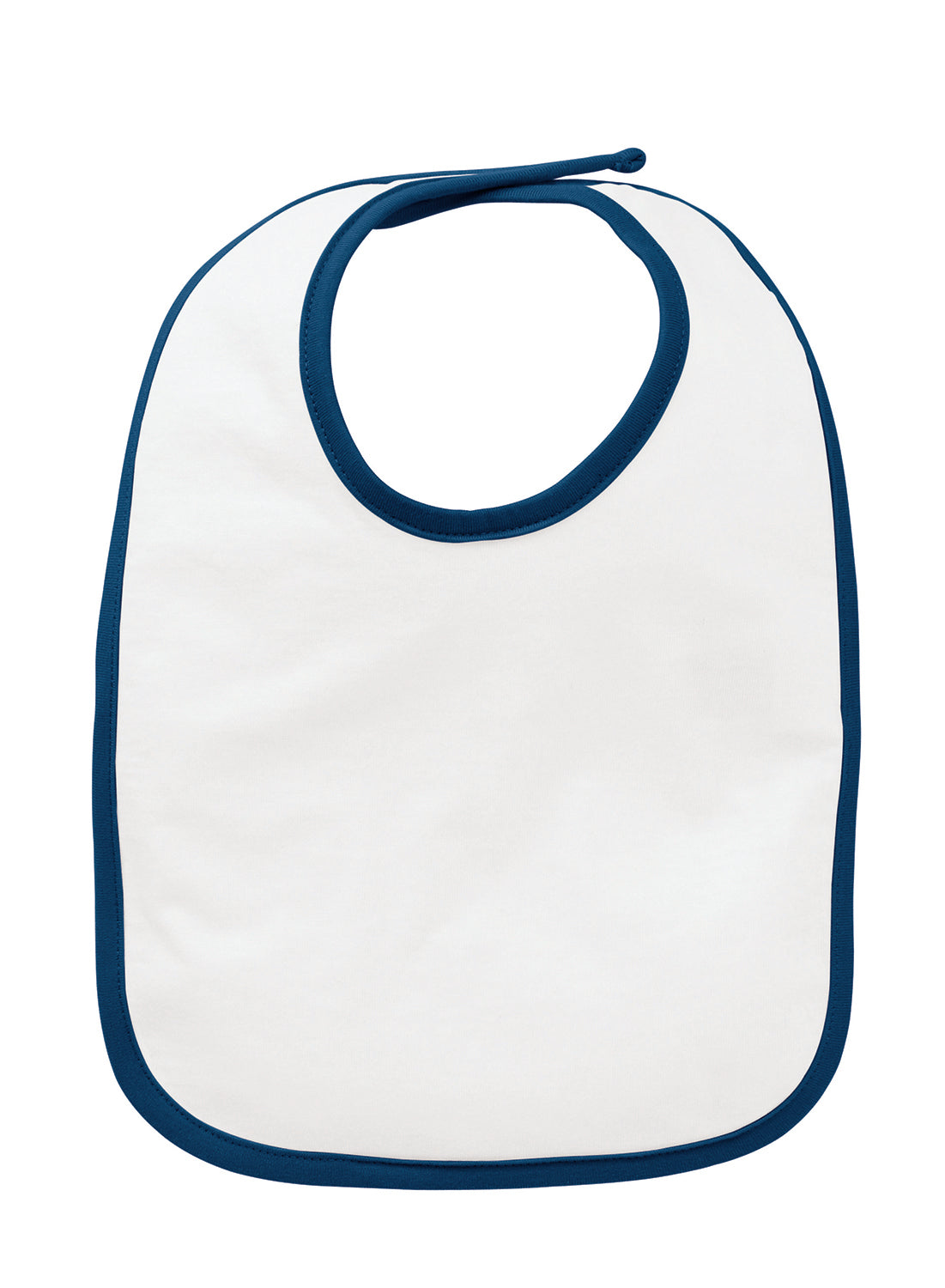 Infant Jersey Contrast Trim Velcro™ Bib - White / Navy