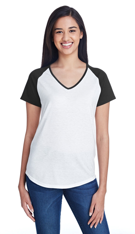 Women's Tri-Blend Raglan T-Shirt - White / Black