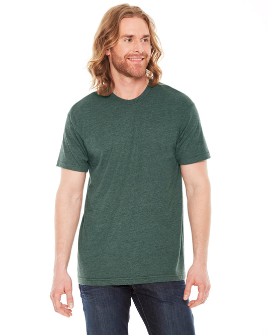 Unisex Poly-Cotton USA Made Crewneck T-Shirt - Heather Forest