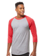 Tultex 0245TC - Unisex Fine Jersey Raglan Tee - Heather Gray / Heather Red