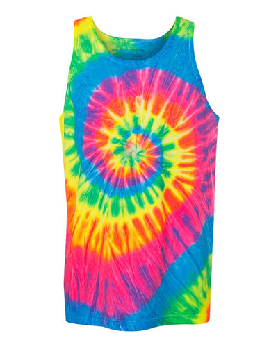 Unisex Multi-Color Spiral Tank Top - Fluorescent Rainbow Spiral