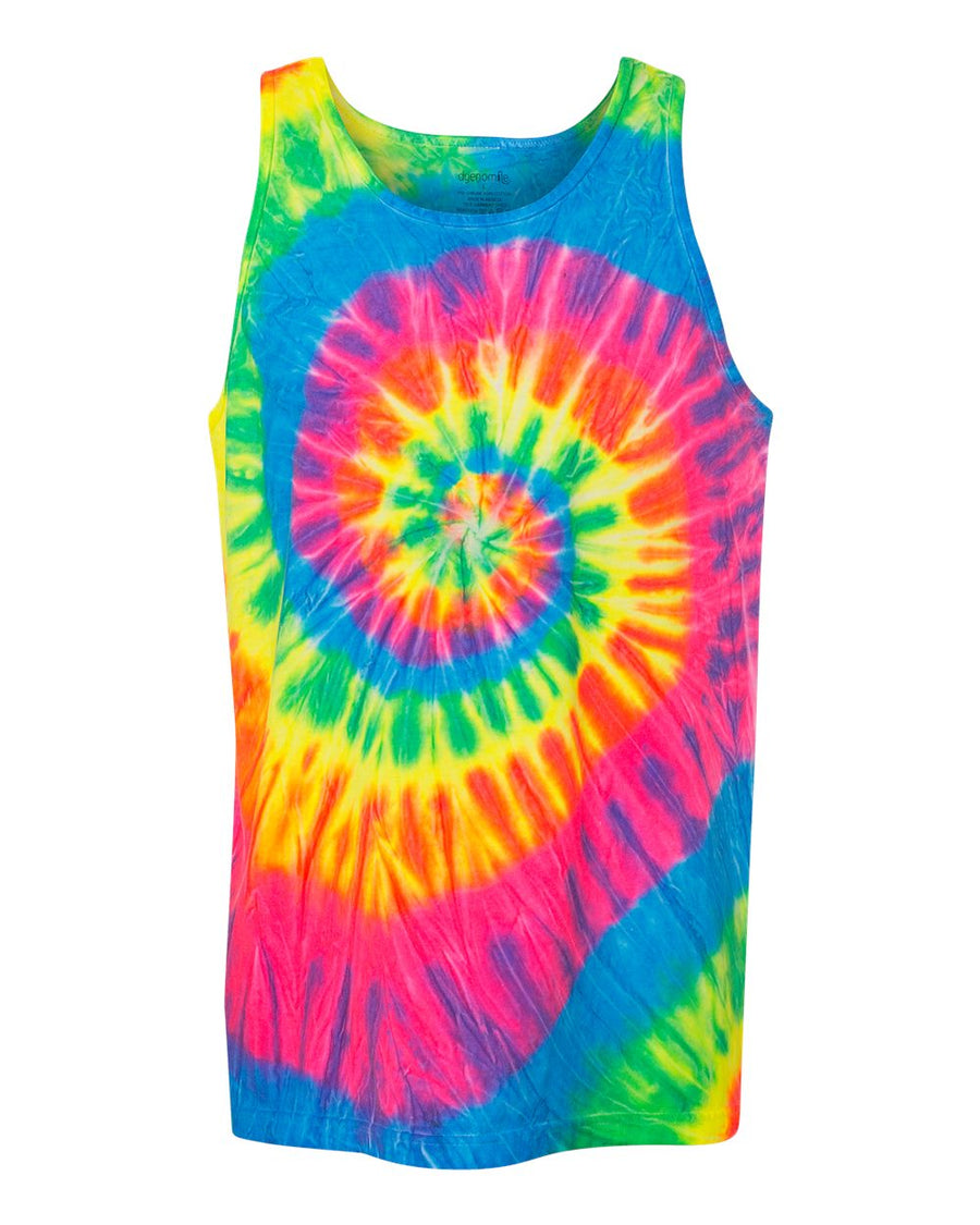Unisex Multi-Color Spiral Tank Top - Fluorescent Rainbow Spiral