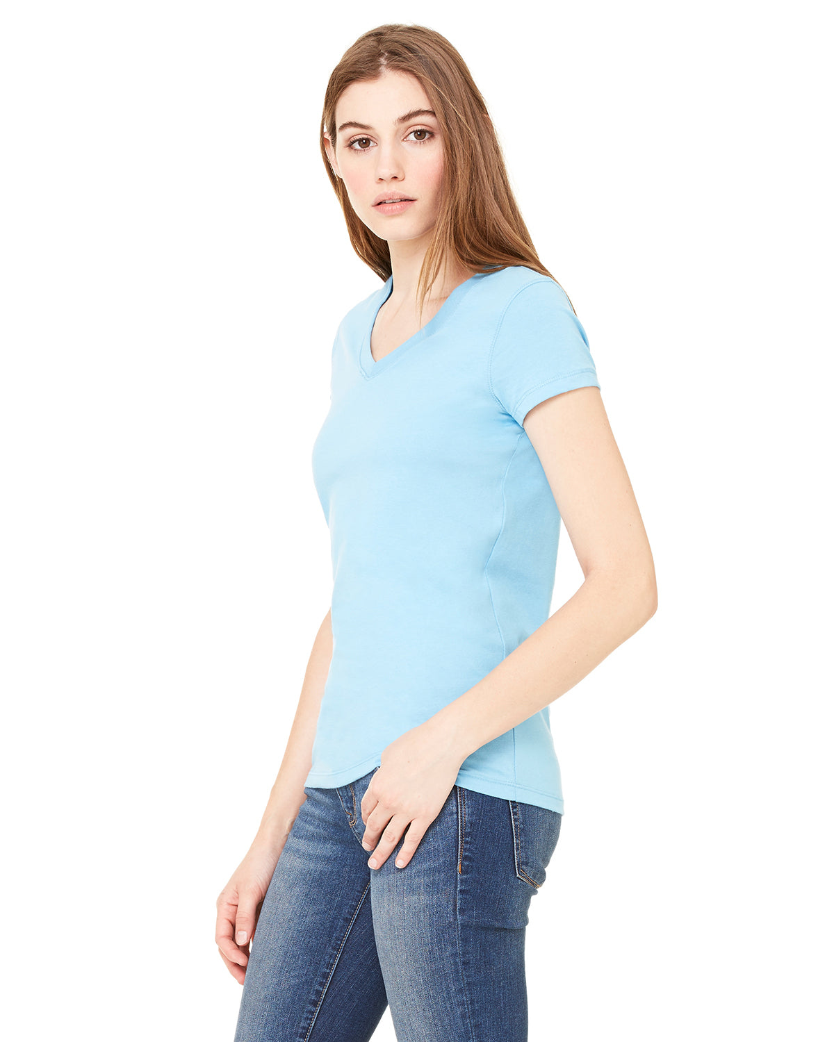 Women's Jersey Short-Sleeve V-Neck T-Shirt - Baby Blue