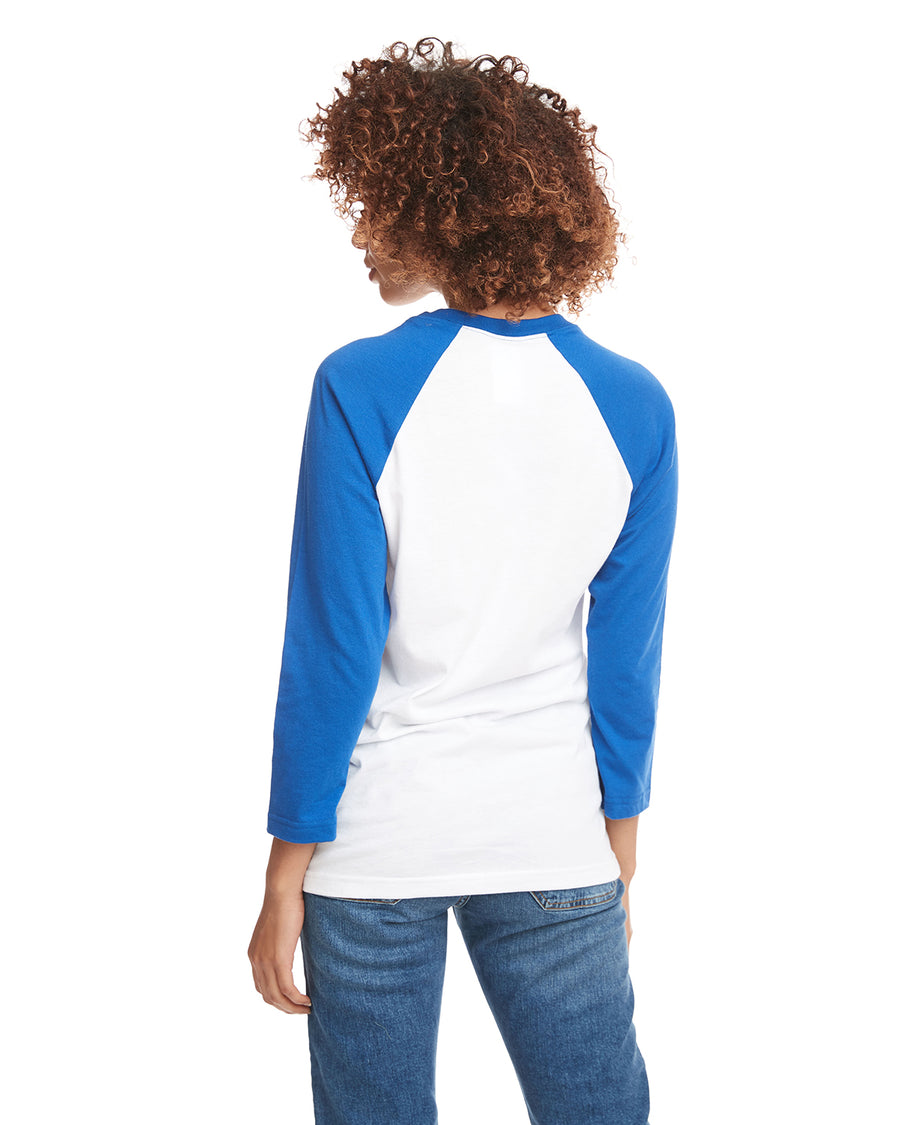Unisex CVC 3/4 Sleeve Raglan Baseball T-Shirt - Royal / White