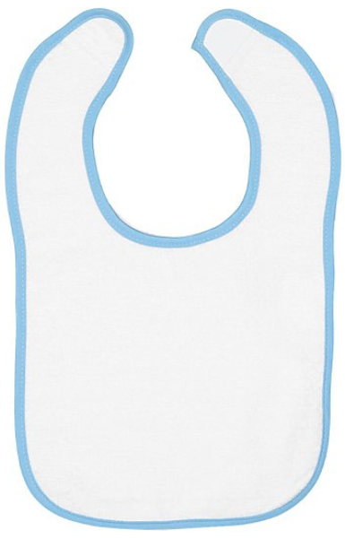Infant Contrast Trim Terry Bib - White / Light Blue