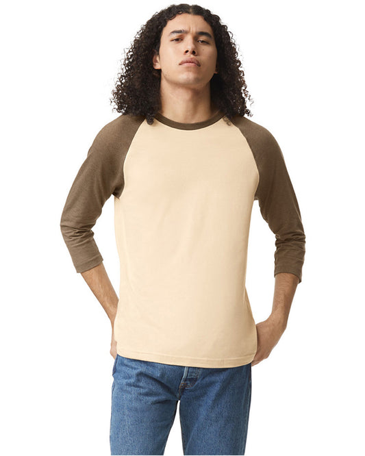 Unisex CVC Raglan T-Shirt - Bone /Heather Army