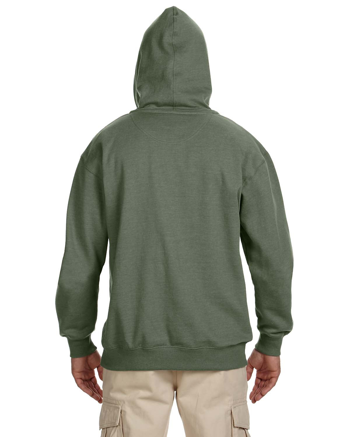 Unisex Organic/Recycled Heathered Fleece Pullover Hoodie - Military Green
