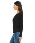 Women's Flowy Long-Sleeve Off Shoulder T-Shirt - Black