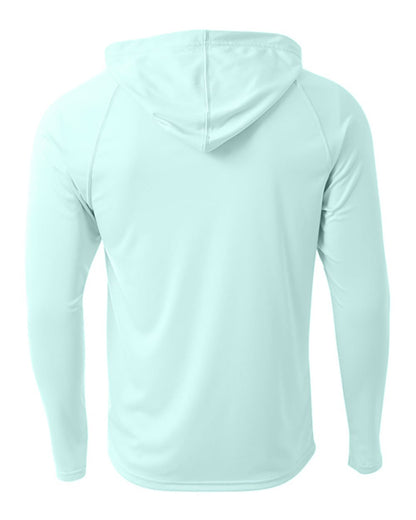 A4 Unisex Cooling Long Sleeve Hooded Tee - Pastel Mint