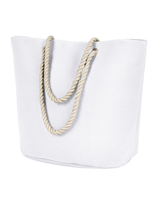 Polyester Canvas Rope Tote - White