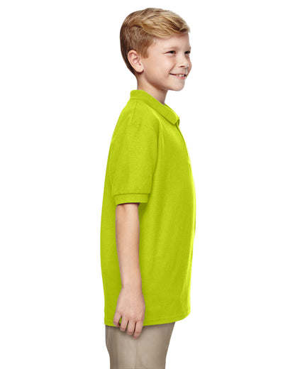 Youth Double Piqué Polo - Safety Green