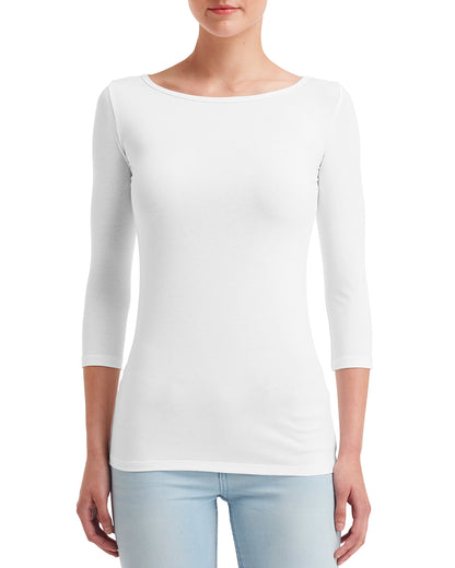 Women's Stretch 3/4 Sleeve T-Shirt - White