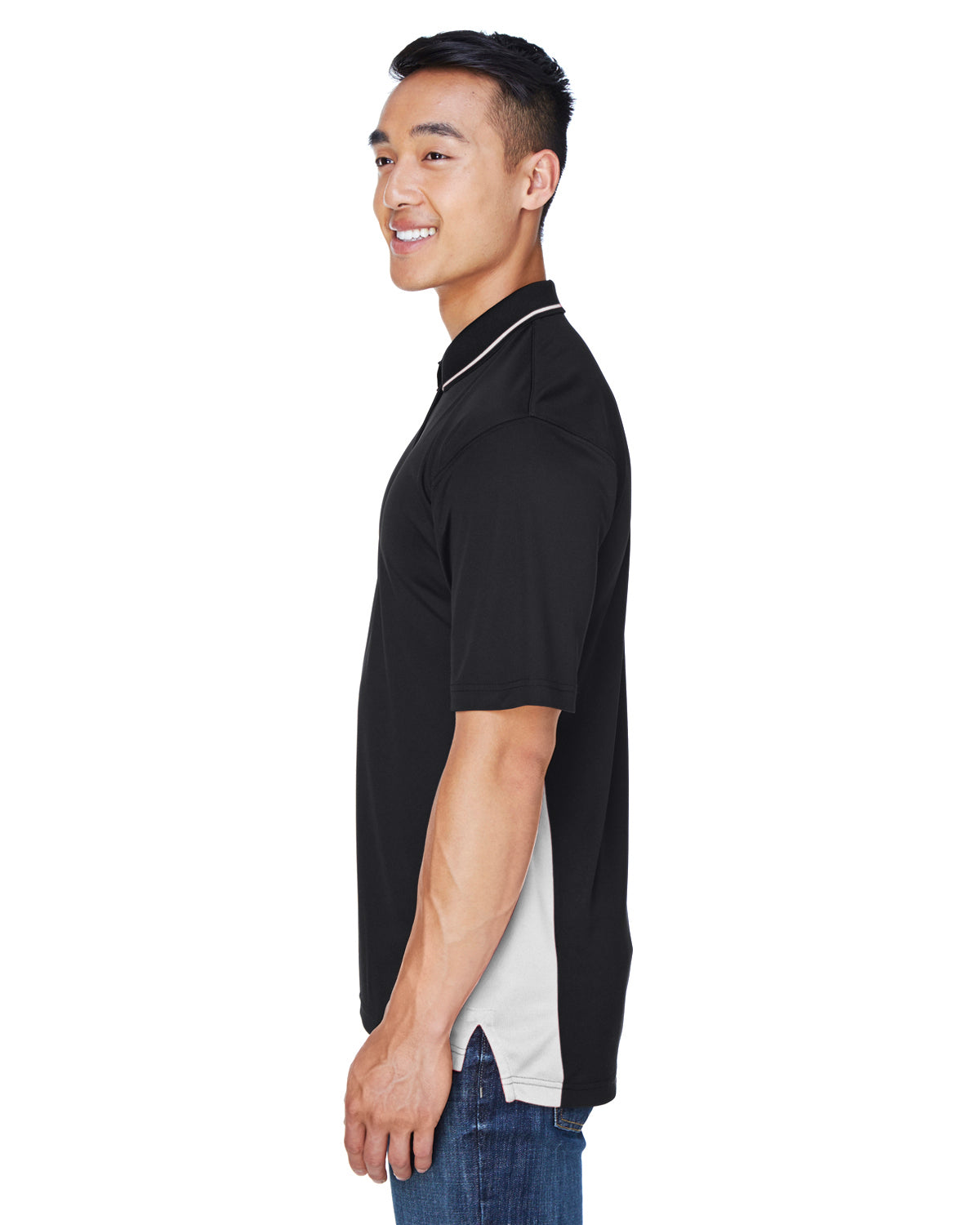 Men's Cool & Dry Sport Two-Tone Polo - Black / Stone