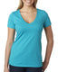 Next Level 6640 - Women's CVC Deep V - Bondi Blue
