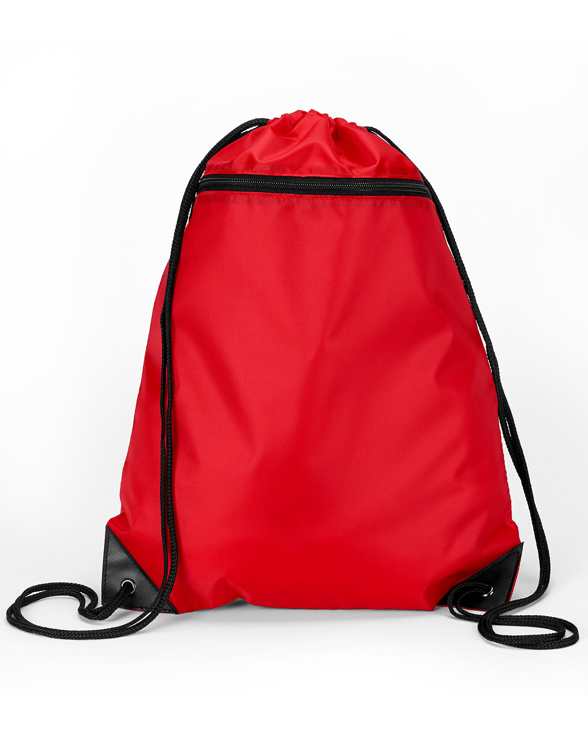 Zipper Drawstring Backpack - Red