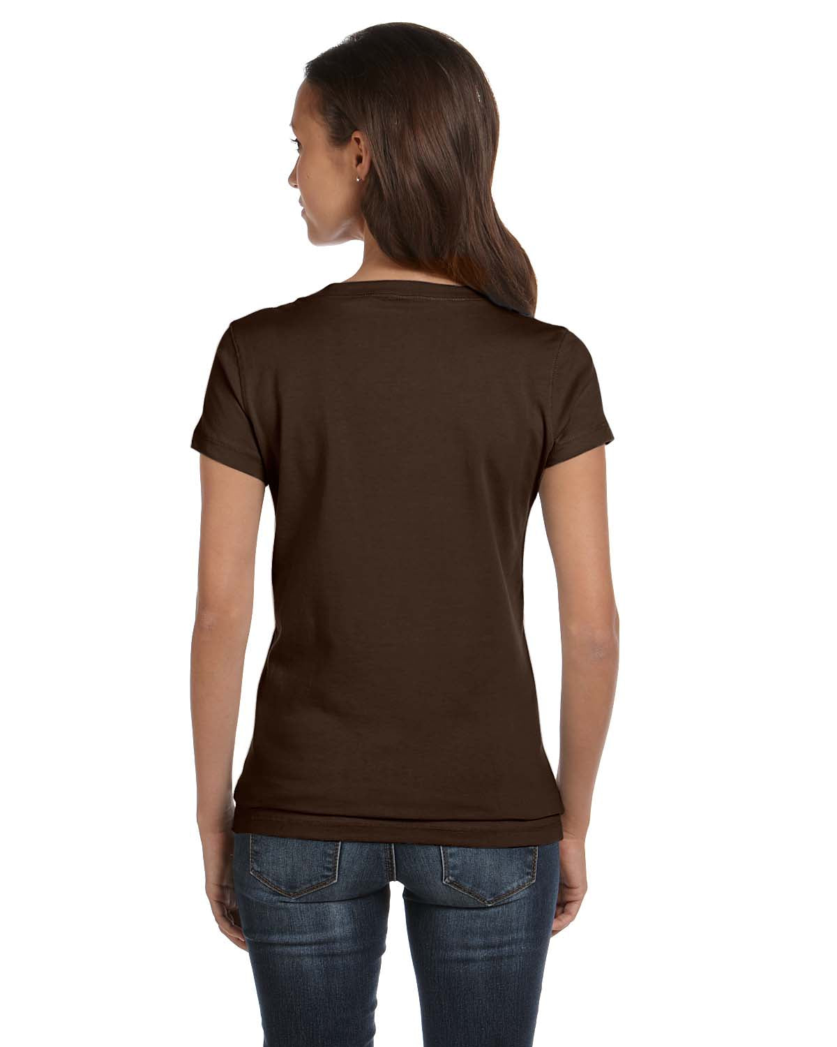 Women's Jersey Short-Sleeve V-Neck T-Shirt - Brown