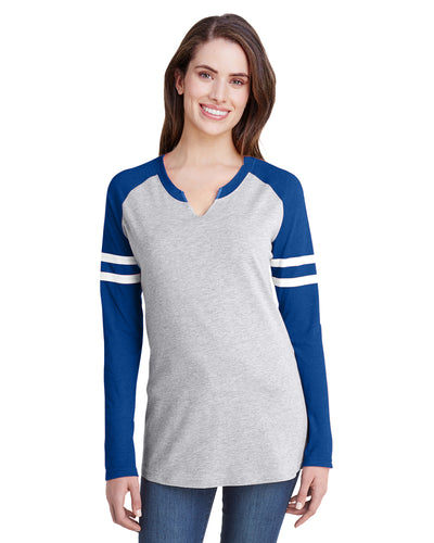 Women's Gameday Mash-Up Long Sleeve Fine Jersey T-Shirt - Vintage Heather / Vintage Ry / W