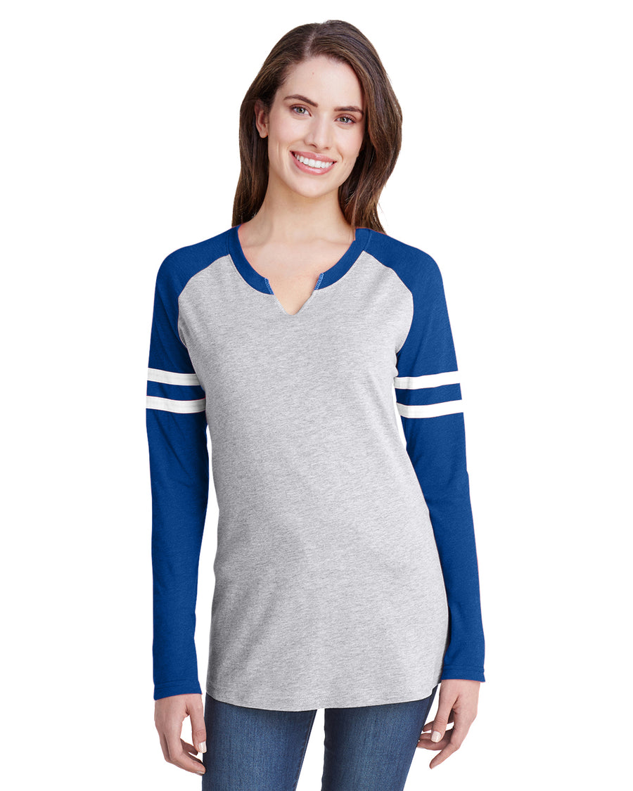 Women's Gameday Mash-Up Long Sleeve Fine Jersey T-Shirt - Vintage Heather / Vintage Ry / W