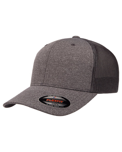 Unisex Poly Mélange Stretch Mesh Cap - Dark Heather Gray / Charcoal