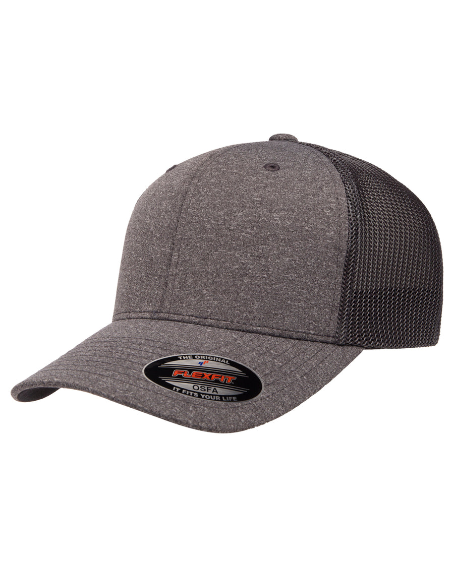 Unisex Poly Mélange Stretch Mesh Cap - Dark Heather Gray / Charcoal