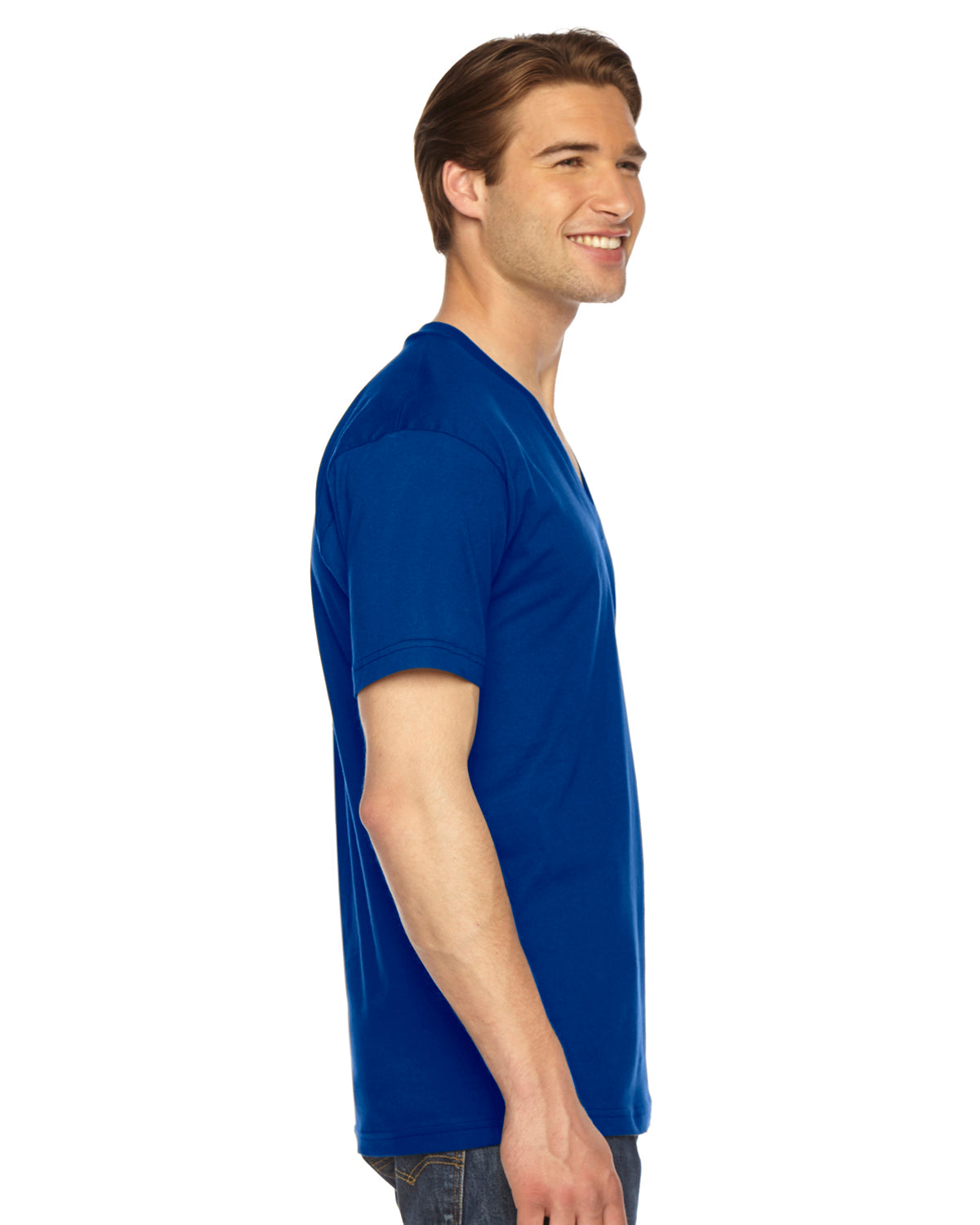 Unisex Fine Jersey Short-Sleeve V-Neck T-Shirt - Lapis