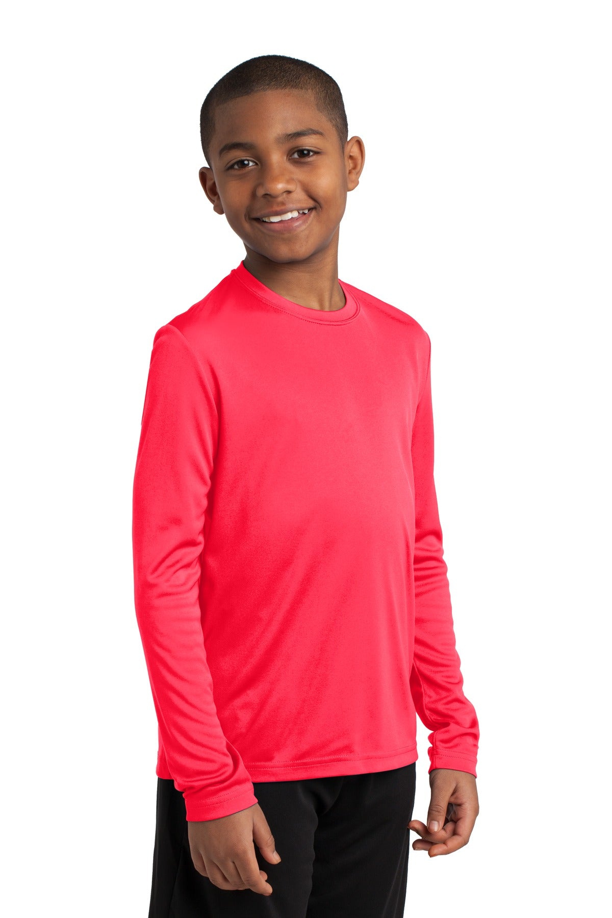 Youth Long Sleeve PosiCharge Competitor Tee - Hot Coral