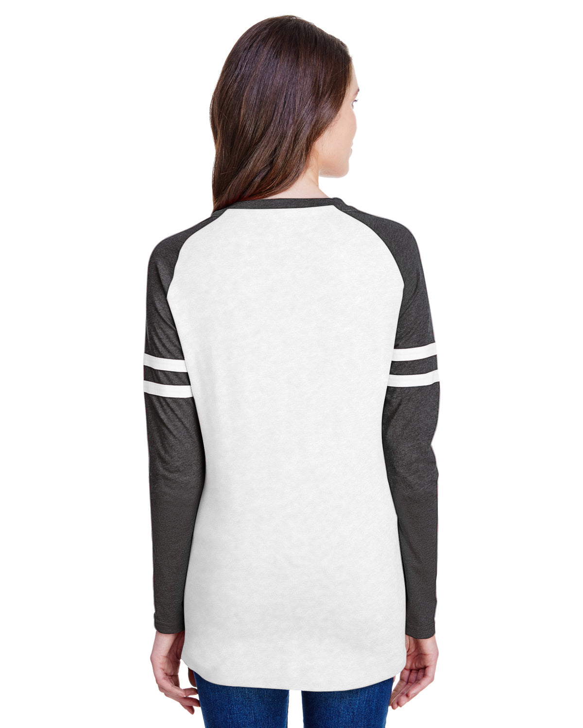 Women's Gameday Mash-Up Long Sleeve Fine Jersey T-Shirt - B White / Vintage Smoke / B White