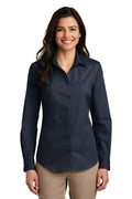 Women's Long Sleeve Carefree Poplin Shirt - River Blue Navy