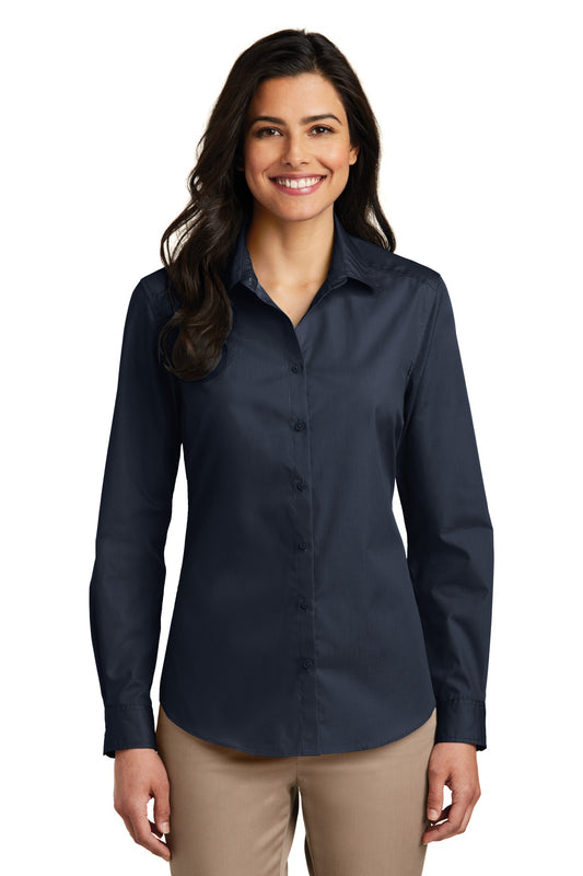 Women's Long Sleeve Carefree Poplin Shirt - River Blue Navy
