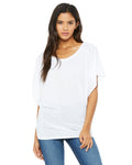 Women's Flowy Draped Sleeve Dolman T-Shirt - White