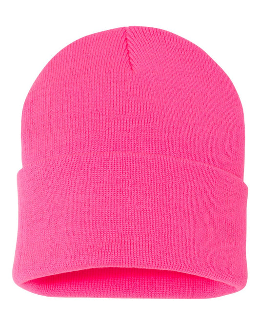 12" Solid Knit Beanie - Neon Pink