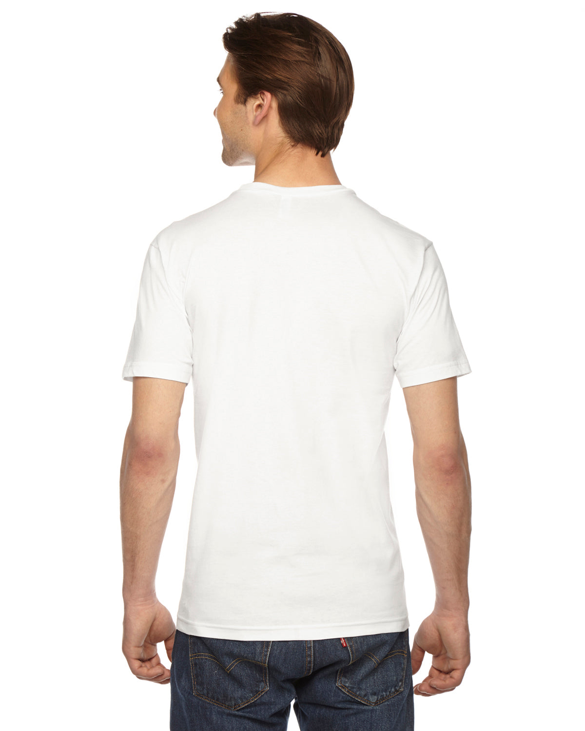 Unisex Fine Jersey Short-Sleeve V-Neck T-Shirt - White
