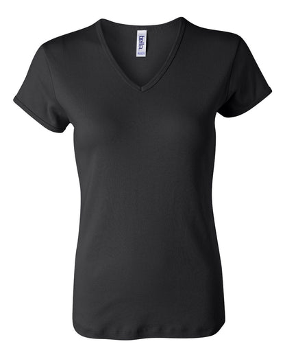 Women's Baby Rib Short Sleeve V-Neck Tee - Black