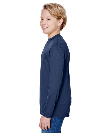 Youth Long Sleeve Cooling Performance Crew Shirt - Navy